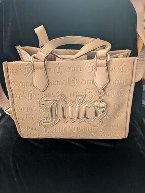 Juicy Couture Champagne Embossed Satchel with Gold Charm